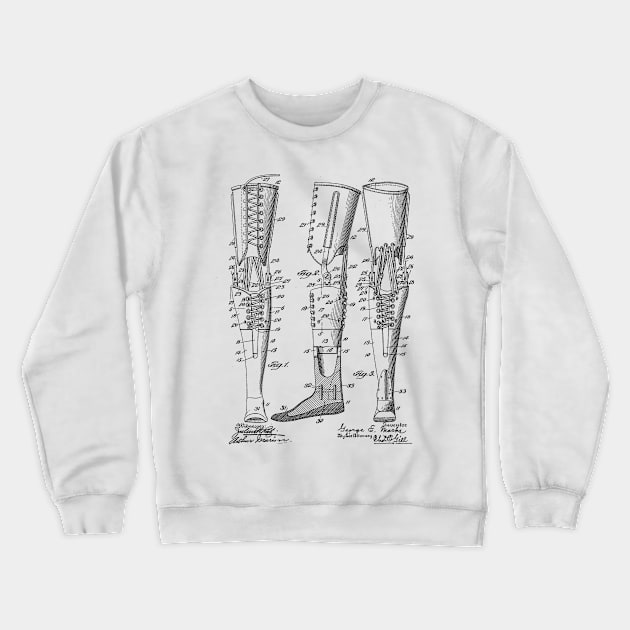 Artificial Leg Vintage Patent Hand Drawing Crewneck Sweatshirt by TheYoungDesigns